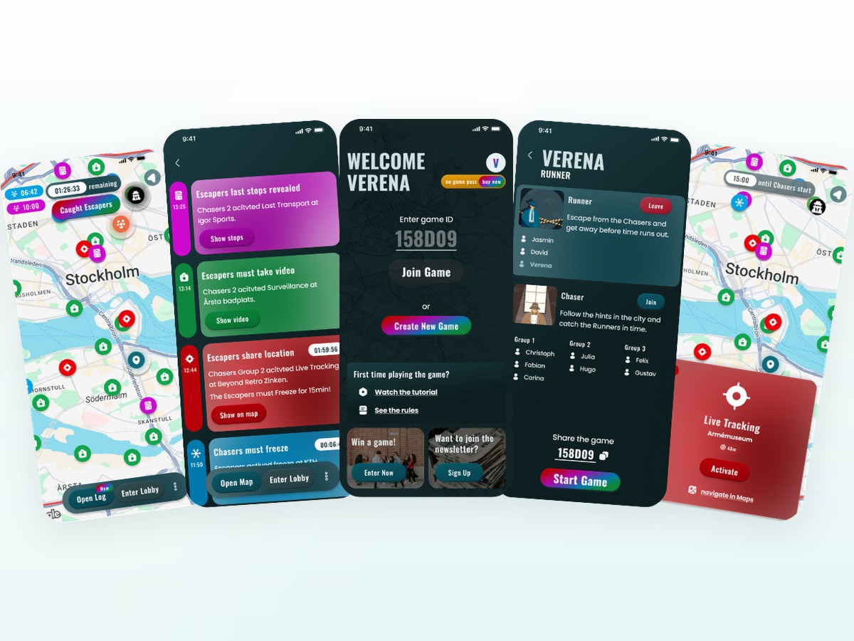 Mobile screens from The Chase arranged on a light teal gradient background